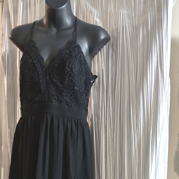 Lace front maxi dress sheer slits to knee sundress New with tags medium - Picture 4 of 16